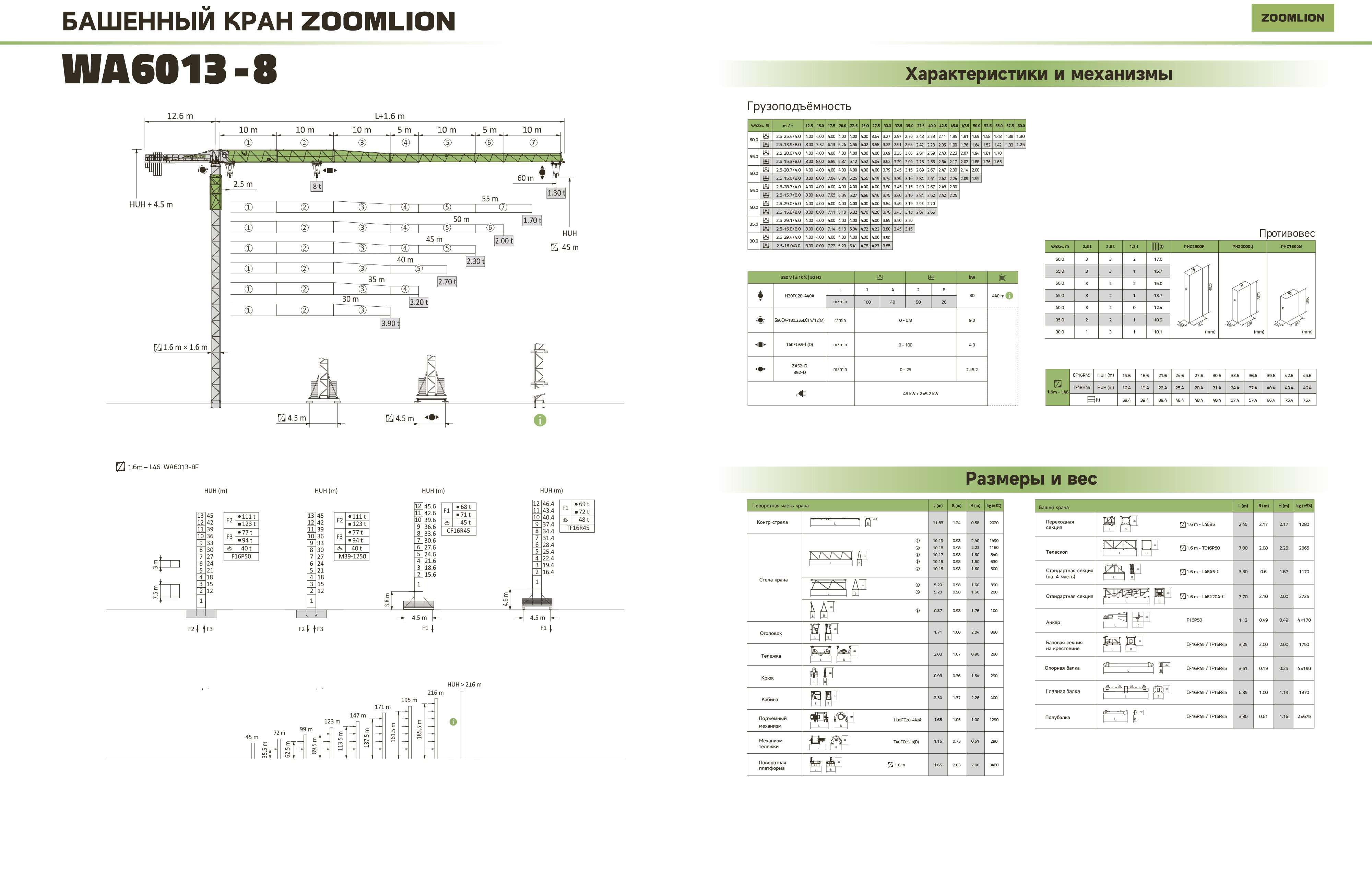 Башенный кран WA6013-8 Zoomlion