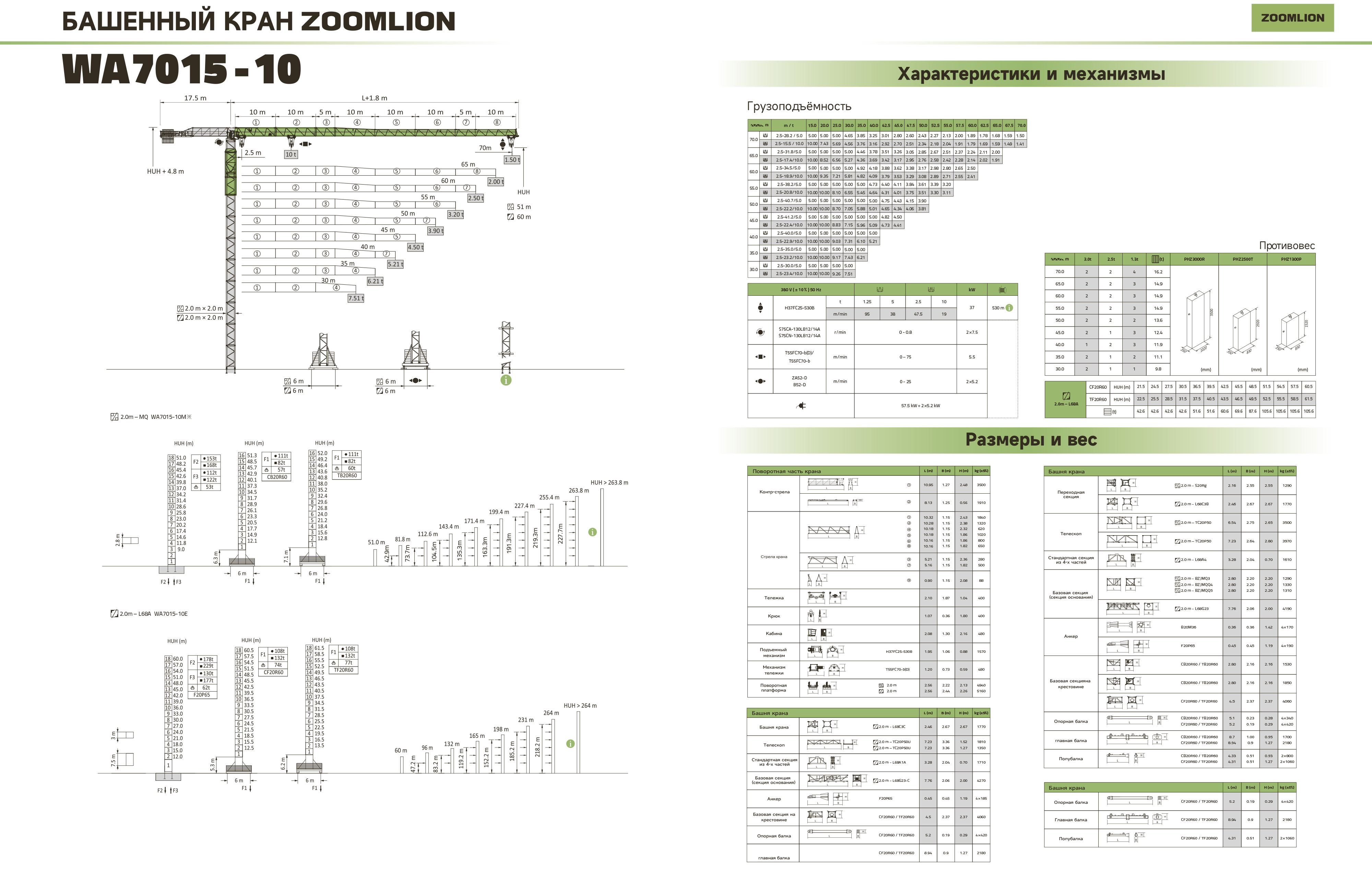 Башенный кран WA7015-10 Zoomlion